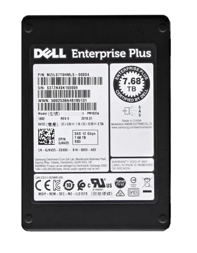 Samsung MZILS7T6HMLS-000D4 PM1633a 7.68TB Triple-Level Cell 12Gb/s SAS Read Intensive SFF 2.5-Inch Solid State Drive (OEM)