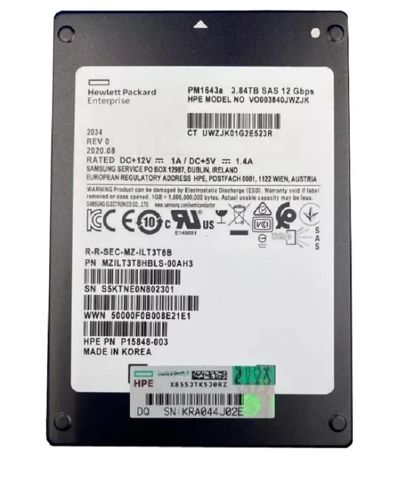 Samsung MZILT3T8HBLS-00AH3 PM1643A 3.84TB Triple-Level Cell 12Gb/s SAS Read Intensive SFF 2.5-Inch Solid State Drive (OEM)