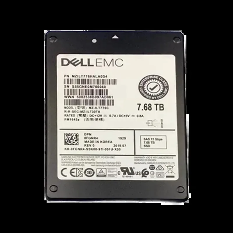 Samsung MZILT7T6HALA0D4 PM1643A 7.68TB Triple-Level Cell 12Gb/s SAS Read Intensive SFF 2.5-Inch Solid State Drive (OEM). In Stock