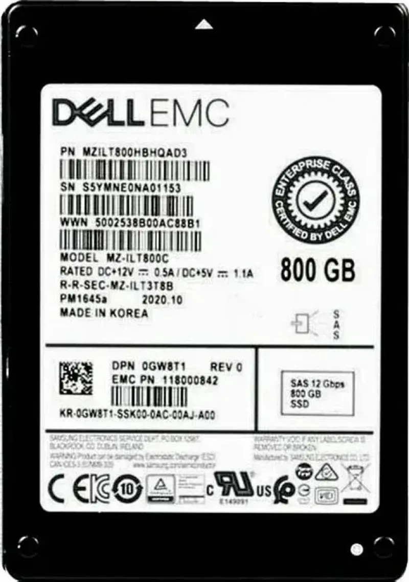 Samsung MZILT800HBHQAD3 PM1645A 800GB Triple-Level Cell 12Gb/s SAS Mixed Use Hot-Swappable SFF 2.5-Inch Solid State Drive (OEM)