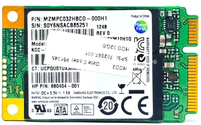 MZMPF032HCFV-000D1 - Samsung 32GB mSATA 6.0Gb/s Mini PCI-e Solid State Drive