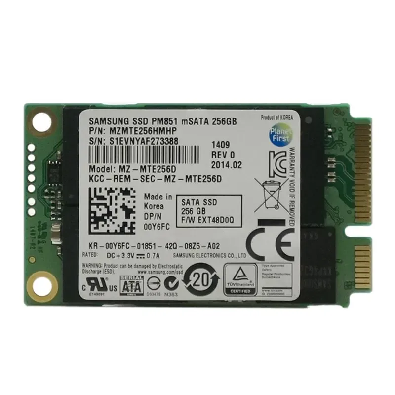 MZMTE256HMHP-00004 - Samsung PM851 Series 256GB Triple-Level Cell SATA 6Gb/s mSATA Solid State Drive