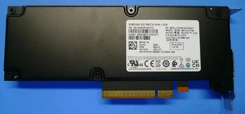 Samsung MZPLJ1T6HBJR-00AD3 PM1735 1.6TB Triple-Level Cell PCI Express NVMe 4.0 x8 Mixed Use HHHL 2.5-Inch Solid State Drive (OEM)