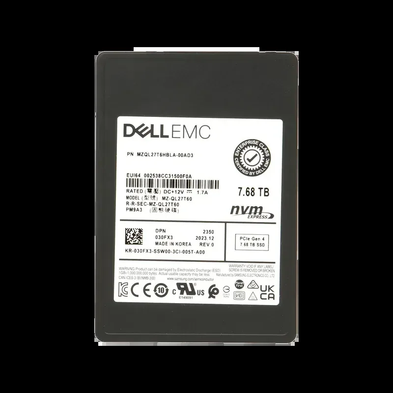 Samsung MZQL27T6HBLA-00AD3 7.68TB Triple-Level Cell PCI Express NVMe 4.0 x4 U.2 2.5-Inch Solid State Drive (OEM)