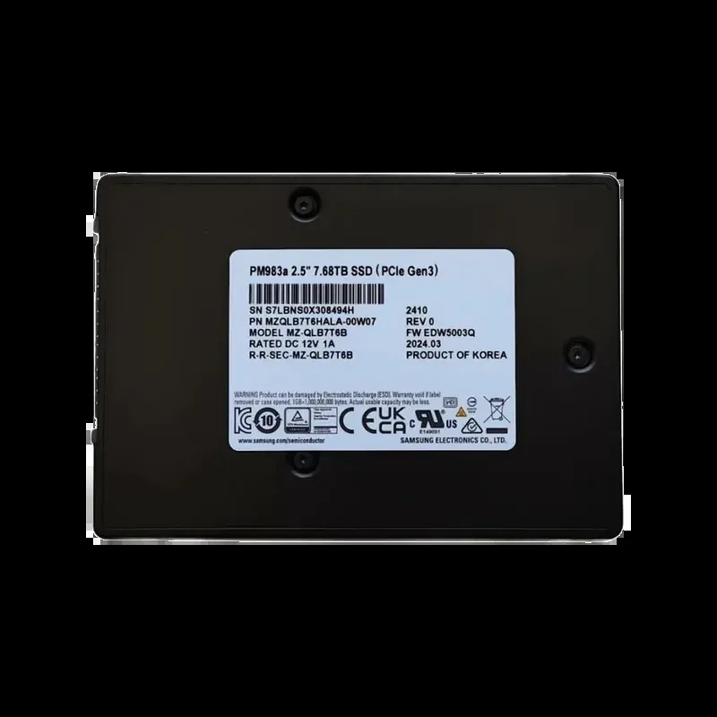 Samsung MZQLB7T6HALA-00W07 PM983A 7.68TB Triple-Level Cell PCI Express NVMe 3.0 x4 SFF 2.5-Inch Solid State Drive