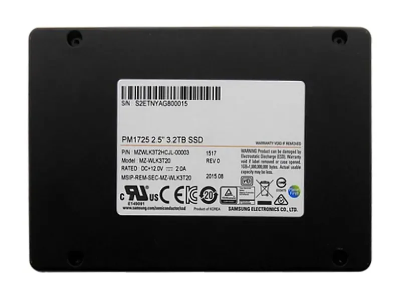 MZWLK3T2HCJL-00003 - Samsung PM1725 Series 3.2TB Triple-Level Cell PCI Express 3.0 x4 NVMe U.2 2.5-inch Solid State Drive