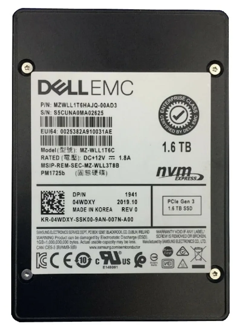 Samsung MZWLL1T6HAJQ-00AD3 1.6TB PCI Express NVMe 3.0 x4 U.2 2.5-Inch Solid State Drive (OEM)