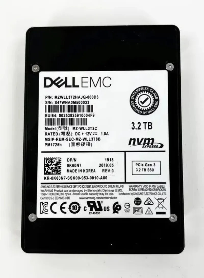 Samsung MZWLL3T2HAJQ-000D3 Samsung Pm1725B 2.5-Inch 3.2TB NVMe Solid State Drive Dell Oem
