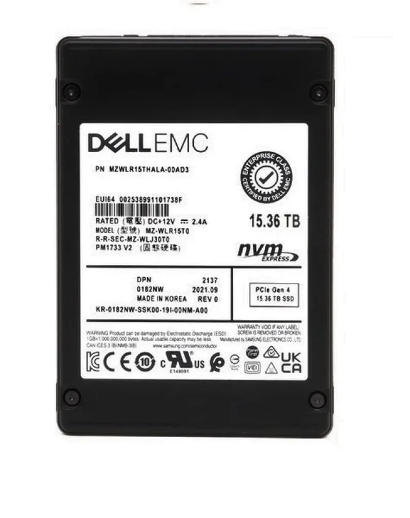 Samsung MZWLR15THALA-00AD3 PM1733 15.36TB Triple-Level Cell PCI Express NVMe 4.0 x4 U.2 2.5-Inch Solid State Drive (OEM)