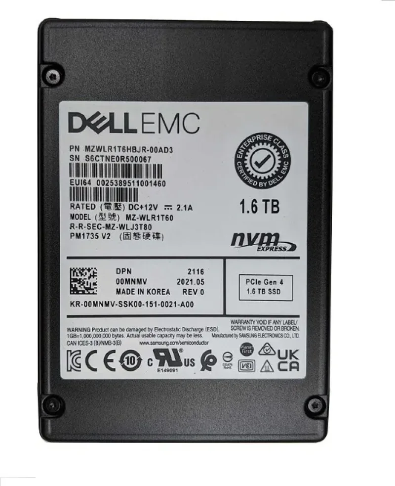 Samsung MZWLR1T6HBJR-00AD3 PM1735 1.6TB Triple-Level Cell PCI Express NVMe 4.0 x4 Mixed Use U.2 2.5-Inch Solid State Drive (OEM)