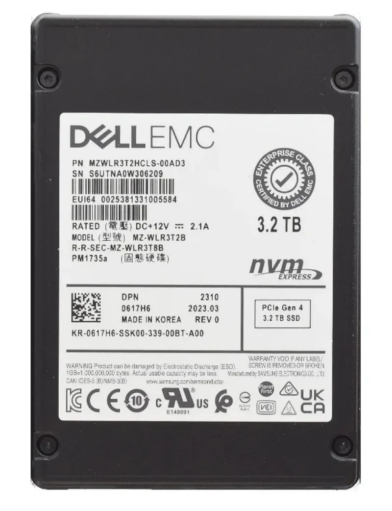 Samsung MZWLR3T2HCLS-00AD3 PM1735A 3.2TB Triple-Level Cell PCI Express NVMe 4.0 x4 SFF 2.5-Inch Enterprise Solid State Drive