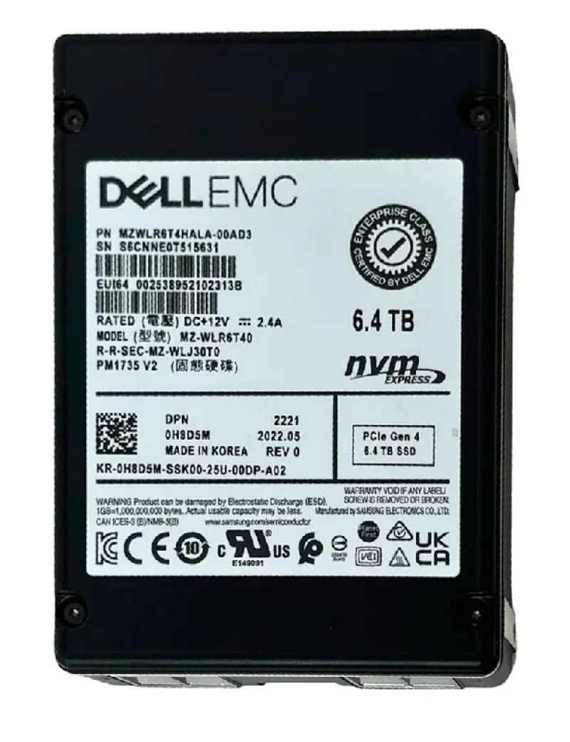 Samsung MZWLR6T4HALA-00AD3 PM1735 6.4TB PCI Express NVMe 4.0 SFF 2.5-Inch Solid State Drive (OEM)