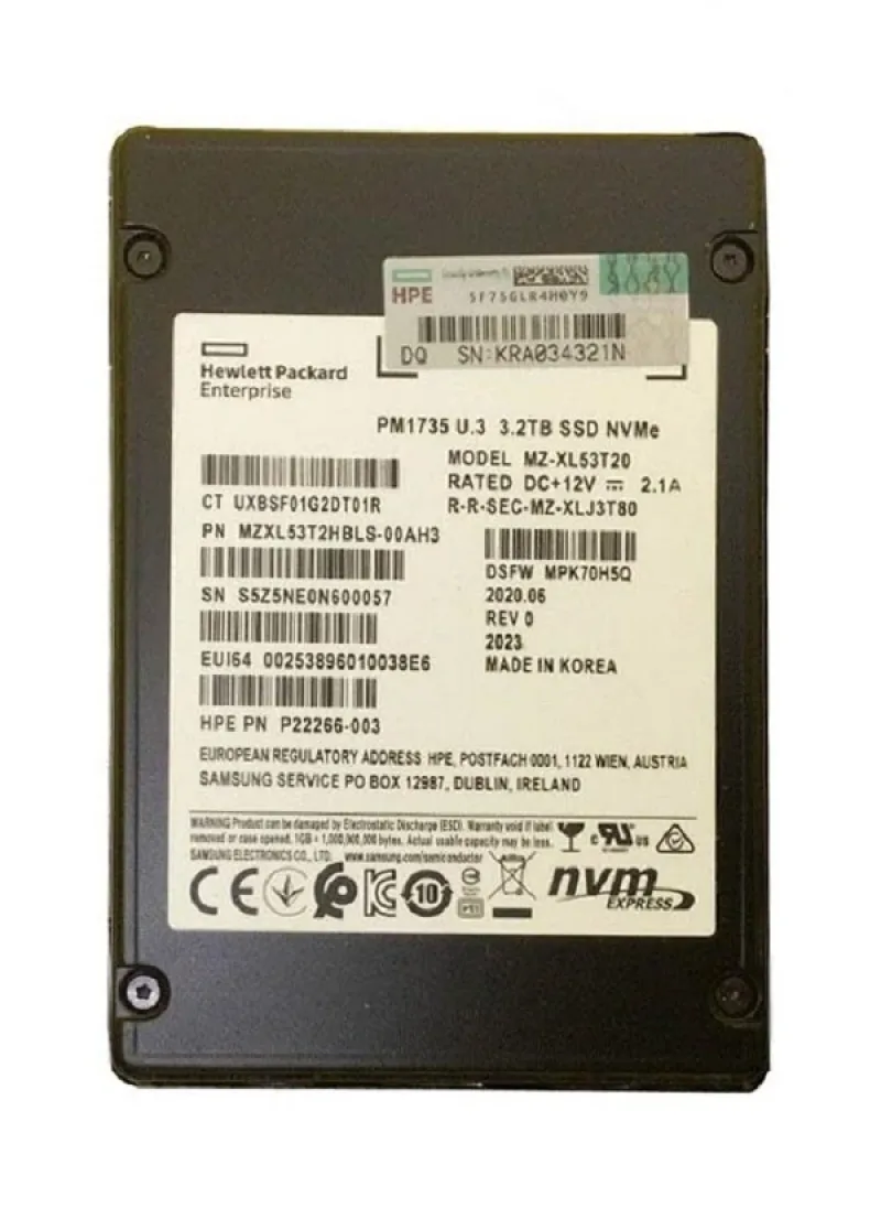 Samsung MZXL53T2HBLS-00AH3 3.2TB Multi-Level Cell PCI Express NVMe 3.0 x8 Mixed Use Solid State Drive (OEM)