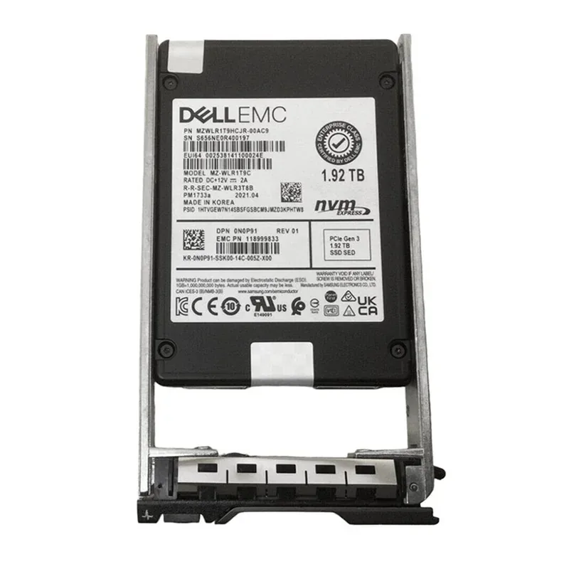 Dell N0P91 Dell 0N0P91 / N0P91 PM1733A Series 1.92TB Triple-Level Cell PCI Express NVMe 4.0 Read Intensive 2.5-In Solid State Drive for PowerEdge Server New System Pull. In Stock