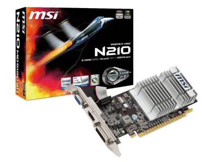 N210-MD512 - MSI GeForce 210 512MB DDR2 64-Bit PCI Express x16 2.0 HDCP Ready Low Profile Video Graphics Card