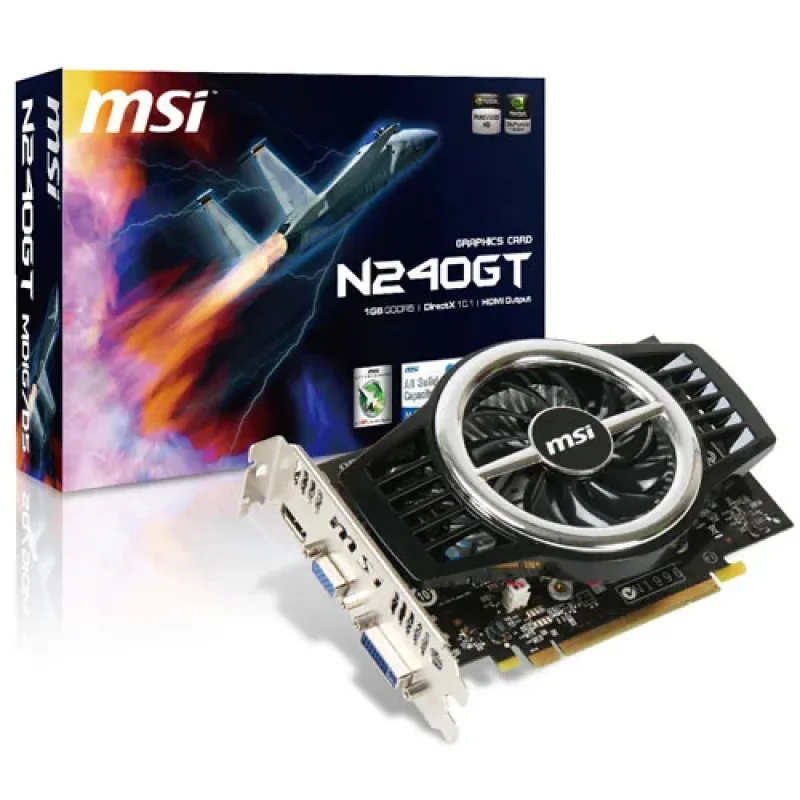 MSI N240GT-MD512-OC/D5 GeForce N240 GT 512MB DDR5 128-Bit PCI Express 2.0 x16 Video Graphics Card