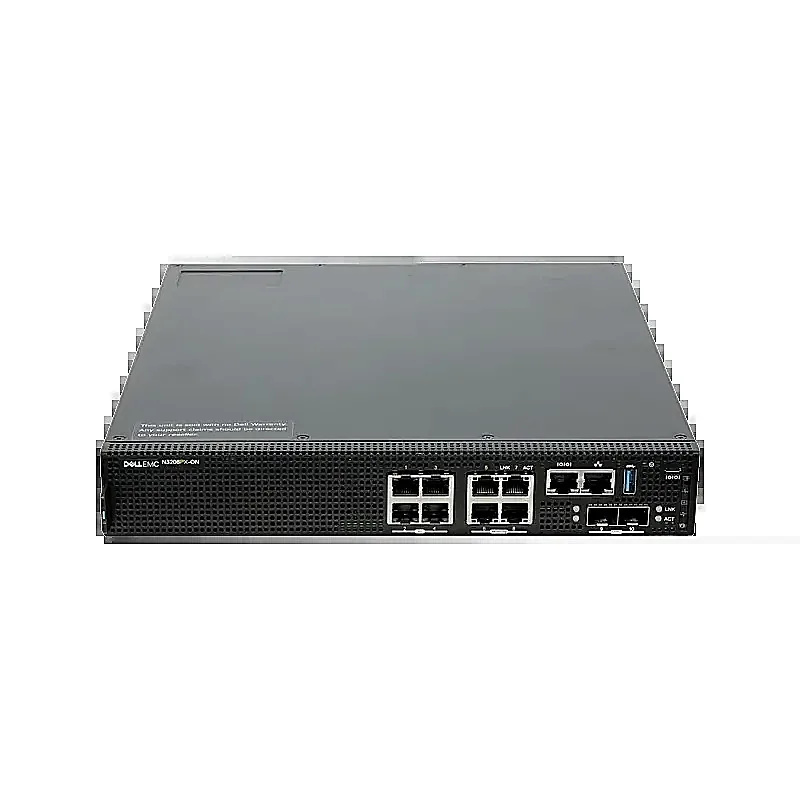 Dell N3208PX-ON 4-Ports PoE++ 5GBase-T RJ-45 5 Gigabit Ethernet 4-Ports PoE++ 10/100/1000Base-T RJ-45 2-Ports 10GBase-X SFP+ Layer 3 Managed 1U Rack-mountable Network Switch. In Stock