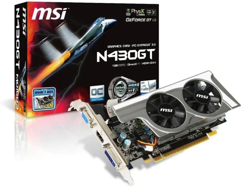 MSI N430GT-MD1GD3-OC/TF GeForce GT 430 1GB DDR3 DVI PCI Express HDMI Video Graphics Card