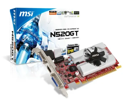 N520GTMD1GD3L - MSI Nvidia GT520 1GB PCI Express x16 DVI/ HDMI/ VGA Video Graphics Card