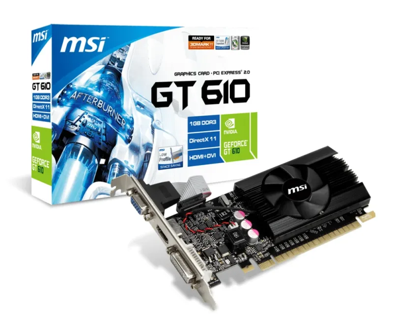 MSI N610GT-MD2GD3/LP GTX 610 2GB DDR3 64-Bit PCI Express 2.0 DVI/HDMI/VGA LP Video Graphics Card