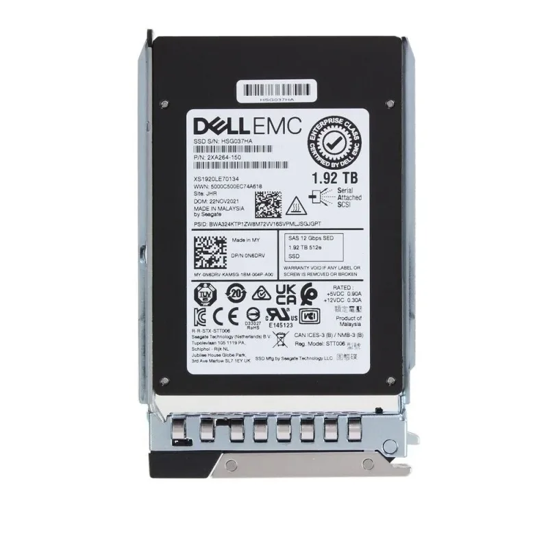 Dell N6DRV Dell 0N6DRV / N6DRV 1.92TB SAS 12Gb/s Mixed Use (512e) 2.5-Inch Solid State Drive with Tray for PowerEdge R440/R640