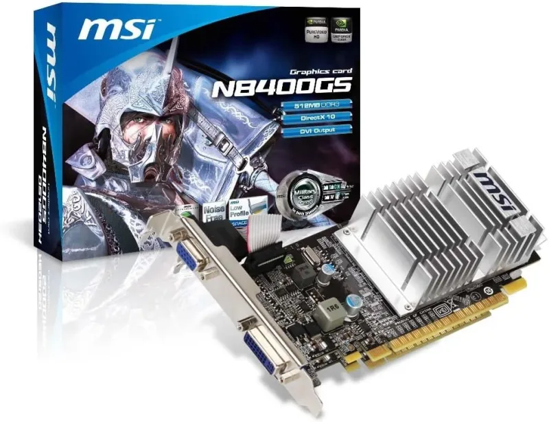 MSI N8400GS-D512D3H/LP Nvidia GeForce 8400GS 512MB DDR2 64-Bit VGA DVI HDMI Low Profile PCI Express 2.0 x16 Video Graphics Card