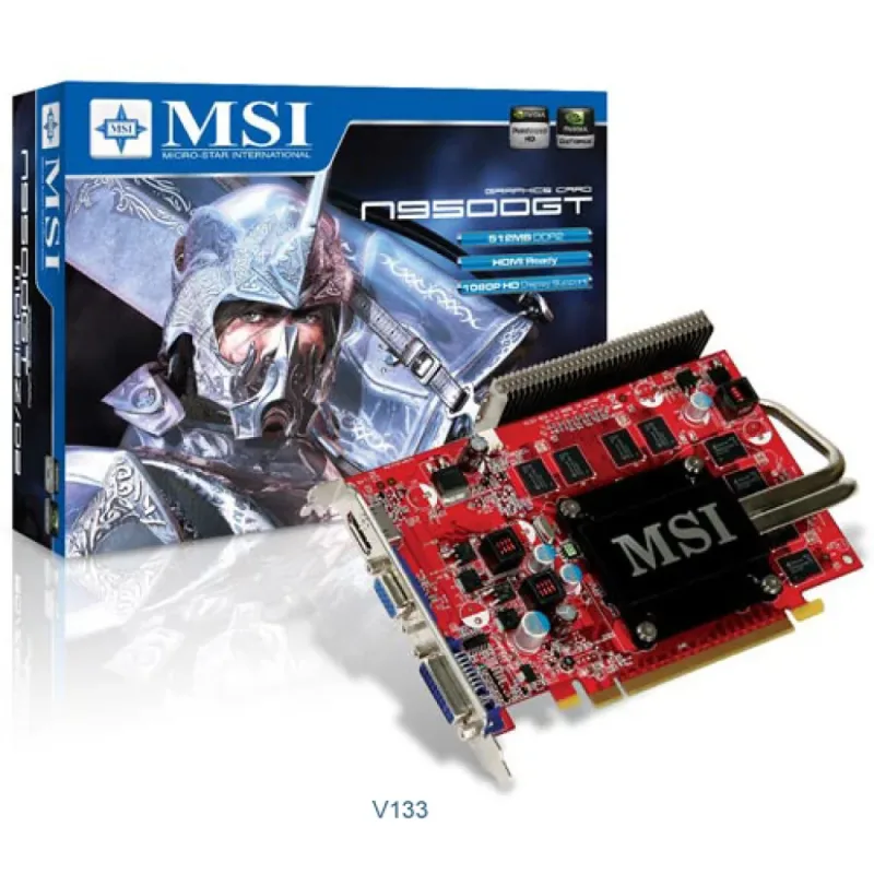 MSI N9500GT-MD1G-0C/D2 GeForce 9500GT 1GB 128-Bit GDDR2 PCI Express 2.0 x16 DVI/ HDMI/ D-Sub HDCP Ready Video Graphics Card