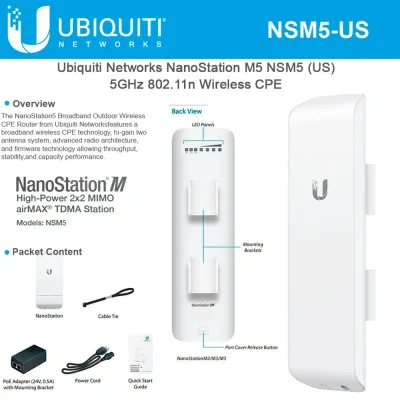 NSM5-US - Ubiquiti NanoStation IEEE 802.11n 150Mbit/s Wireless Bridge