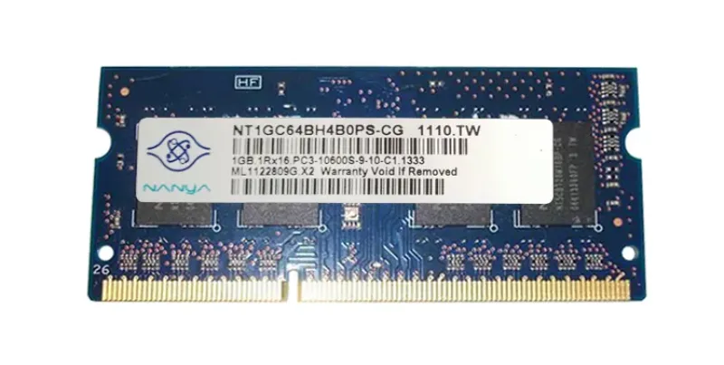 NT1GC64BH4B0PS-CG - Nanya 1GB DDR3-1333MHz PC3-10600 non-ECC Unbuffered CL9 204-Pin SoDimm Single Rank Memory Module