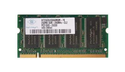 NT256D64S88AMGM-7K - Nanya 256MB DDR-266MHz PC2100 non-ECC Unbuffered CL2.5 200-Pin SoDimm Memory Module