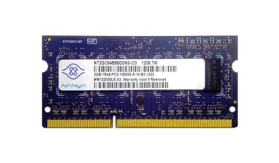 NT2GC64B88G0NS-CG - Nanya 2GB DDR3-1333MHz PC3-10600 non-ECC Unbuffered CL9 204-Pin SoDimm Single Rank Memory Module