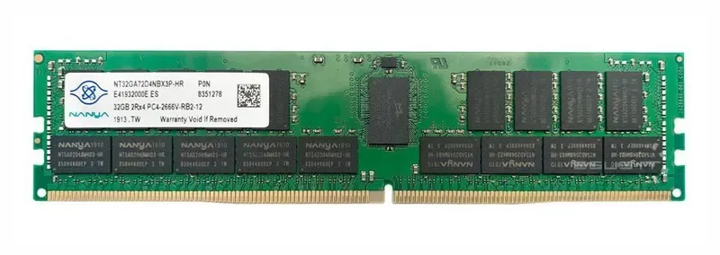 NT32GA72D4NFX3P-JR - Nanya 32GB PC4-25600 DDR4-3200 MHz ECC Registered CL22 288-Pin RDIMM 1.2V Dual Rank x4 Memory Module