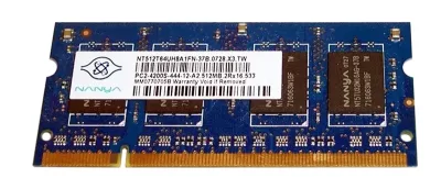 NT512T64UH8A1FN-37B - Nanya 512MB DDR2-533MHz PC2-4200 non-ECC Unbuffered CL4 200-Pin SoDimm Memory Module