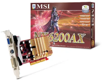 NX6200AX-TD128 - MSI GeForce 6200AX 128MB DDR Memory TV-out S-Video connector DVI Connector Video Graphics Card