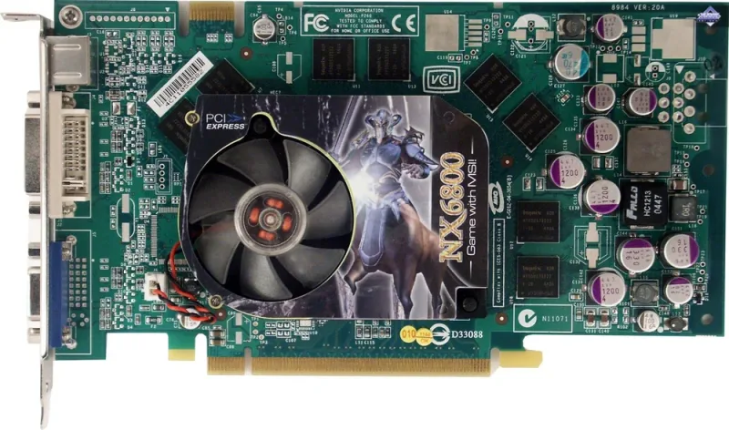 NX6800TD256E - MSI GeForce 6800 256MB 2d/3d Tv Out DVI PCI Express Video Graphics Card