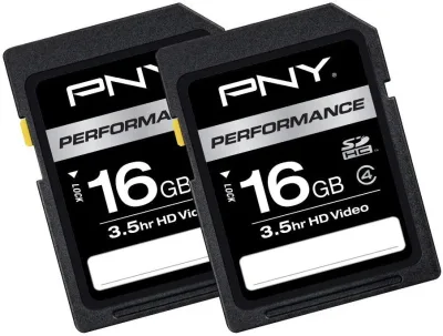 P-SDHC16G4X2-GE - PNY Performance 16GB Class 4 SDHC Flash Memory Card (2 Pack)