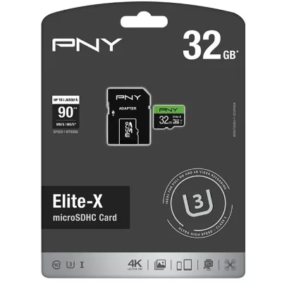 P-SDU32U390EX-GE - PNY Elite-X 32GB Class 10 microSDHC Flash Memory Card