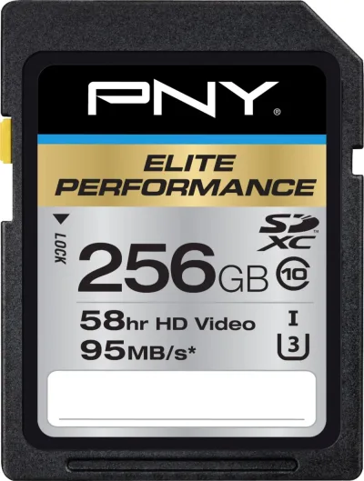 P-SDX256U395-GE - PNY Elite Performance 256GB Class 10 SDXC UHS-I U3 Flash Memory Card