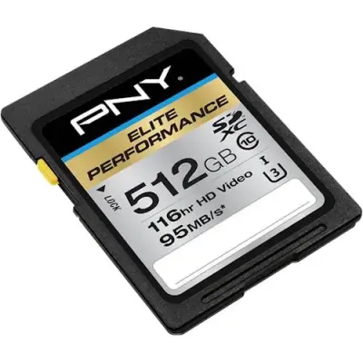 P-SDX512U3H-GE - PNY Elite Performance 512GB Class 10 SDXC UHS-I (U1) Flash Memory Card