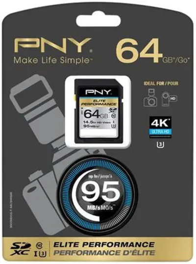 P-SDX64U395-GE-B2 - PNY Elite Performance 64GB microSDXC Class 10 UHS-1 U3 Memory Card