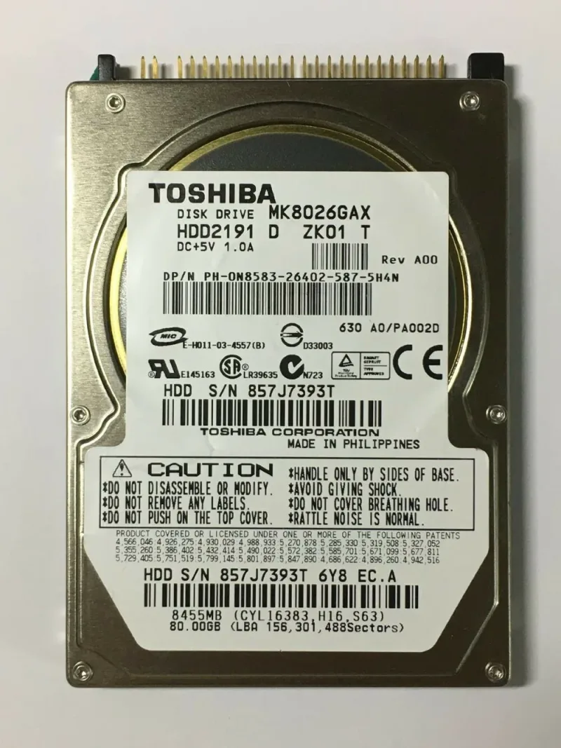 P000385820 - Toshiba 60GB 5400RPM ATA-100 8MB Cache 2.5-inch Hard Disk Drive
