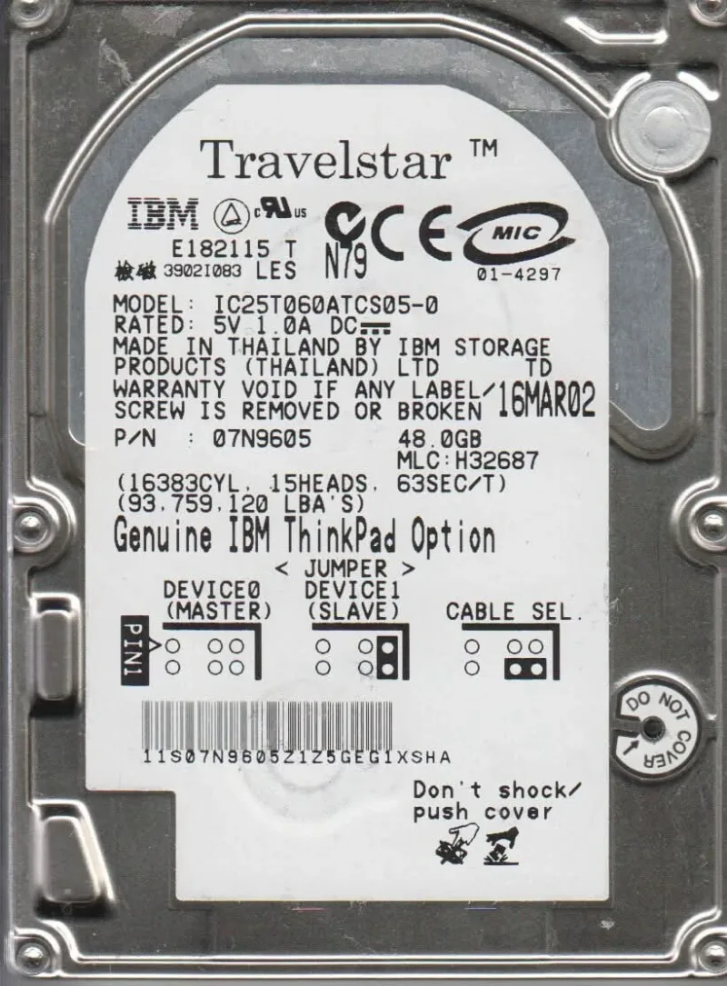 P000388670 - Toshiba 60GB 5400RPM IDE Ultra ATA-100 16MB Buffer 9.5mm 2.5-Inch SlimLine Notebook Hard Disk Drive