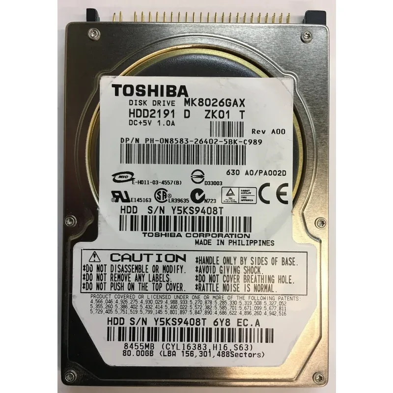 P000406660 - Toshiba Satellite 80GB 5400RPM IDE Ultra ATA-100 8MB Cache 9.5mm 2.5-Inch Notebook Hard Disk Drive