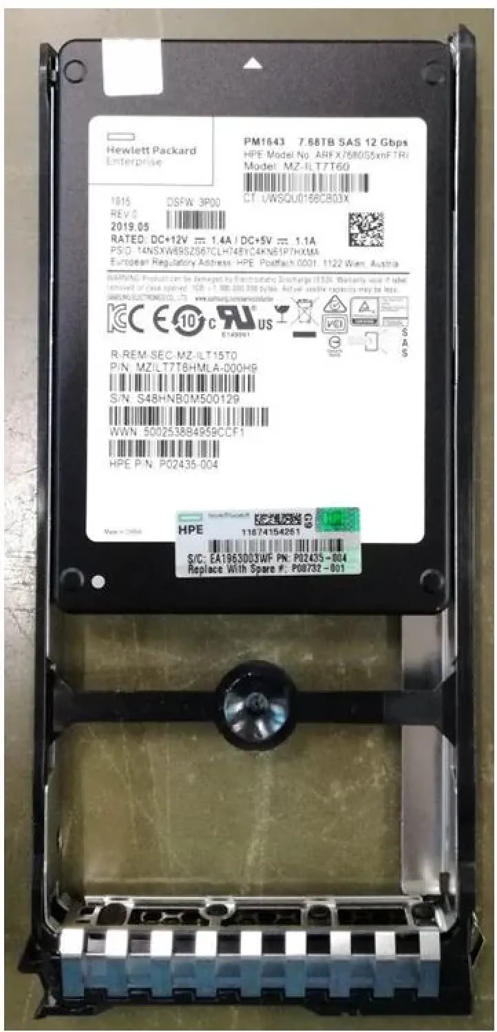 HPE P08732-001 7.68TB SAS 12Gb/s FIPS 2.5-inch Solid State Drive For 3PAR StoreServ 20000. In Stock