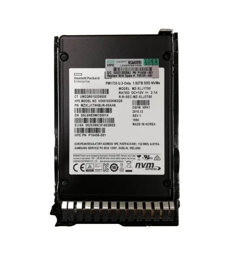 HPE P20735-001 1.92TB Multi-Level Cell PCI Express NVMe Read Intensive 2.5-In Solid State Drive with Smart Carrier