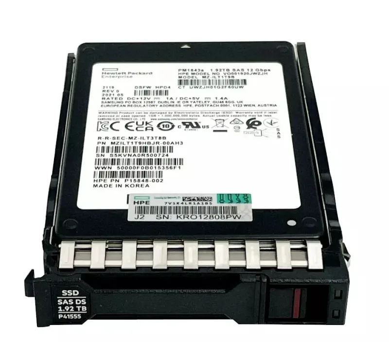 HPE P40557-B21 1.92TB Triple-Level Cell SAS 12Gb/s Read Intensive 2.5-Inch Solid State Drive with Basic Carrier for ProLiant ML110 Gen10