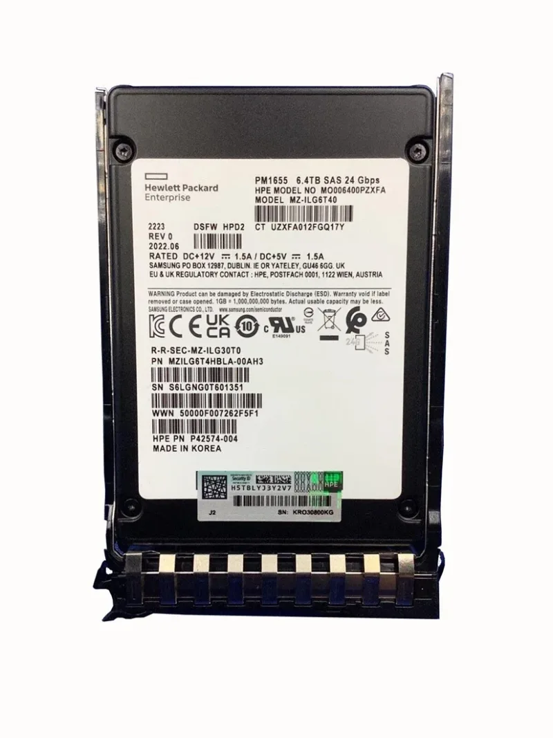 HPE P49341-001 PM1655 6.4TB SAS 24Gb/s Mixed Use 2.5-inch Solid State Drive. In Stock