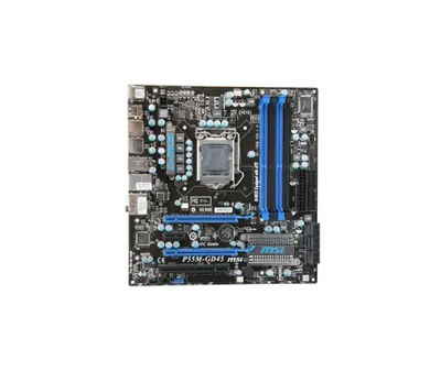 P55M-GD45 - MSI Desktop Board Intel P55 Express Enhanced SpeedStep Technology Socket 1156 6.4GT/s 16GB DDR3 SDRAM DDR3-2000/PC3-16000, DDR3-1600/PC3-12800, DDR3-1333/PC3-10600, DDR3-1066/PC3-8500 CrossFire Micro ATX