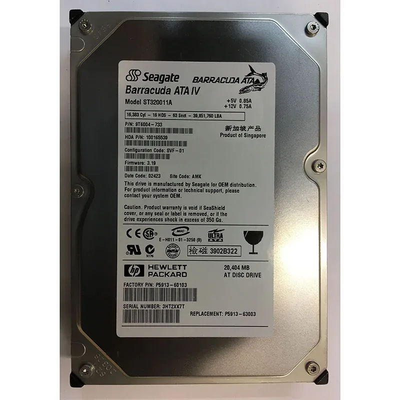 P6078-69099 - HP 20GB 7200RPM Ultra ATA-100 3.5-inch Hard Drive