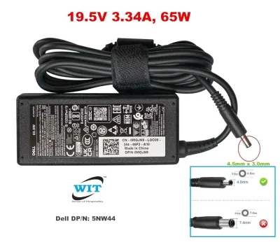 PA-1650-02DW - Dell 65W 19.5V 3.34A AC Adapter Includes Power Cable